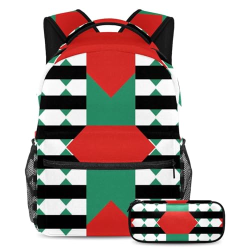 Sac à dos avec trousse motif drapeau ensemble cartables scolaires ado voyage grand format