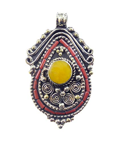 Pendentif Turquoise Ambre authentique bijou ethnique tribal gypsy