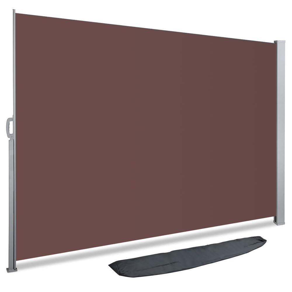 Tenda Paravento Laterale Riavvolgibile Antivento Protezione Privacy 180 x 300 cm Marrone Scuro