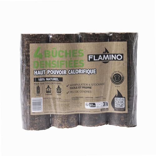 Bûche calorifique densifiée Flamino Lot de 4 bûches