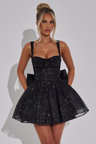 Sparkly Tulle Homecoming Dresses for Teens Sweetheart Short Corset Formal Mini Cocktail Prom Dress with Bow3