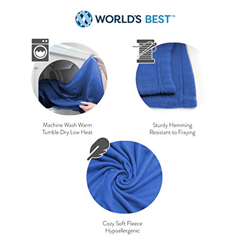 مراجعة بطانية السفر Wolf Essentials ميكروفلِيس 50×60 بوصة — خفيفة ومضغوطة ومثالية للطائرة والسيارة (أزرق ملكي) - الصورة 7