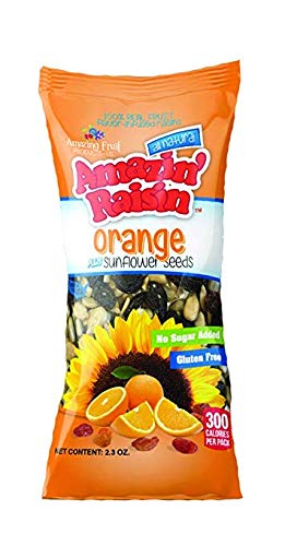 Amazin' Raisin Flavor Infused Raisins + Sunflower Seeds Snack Trail Mix 24 Count Pack (Orange)