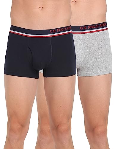 Image of U.S. Polo Assn. Mens Solid Cotton Spandex I014 Trunks - Pack of 2