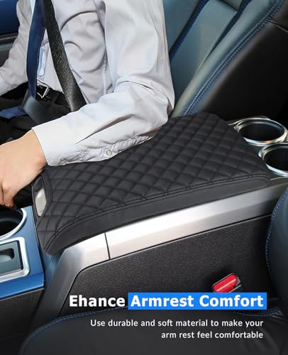 Image of INTGET Center Console Armrest Cover for Ford F150 Accessories 2009 2010 2011 2012 2013 2014 Car Middle Lid Seat Cover Protector (Black Pad, 2009-2014)