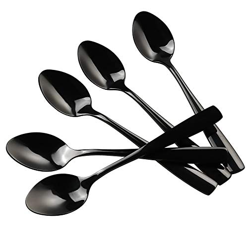 Neadas Teelöffel Kleine Kuchengabeln Dessertlöffel für Teekuchen Edelstahl, Schwarz, 12 Stück Cover