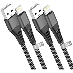 Cable iPhone 2M+1M[Apple MFi Certificado], Cable Cargador iPhone Cable Lighting USB Nylon Trenzado USB Cable iPhone Carga Rapida Cable USB Lightning para iPhone 14 13 12 Pro Max XR XS 8 7 6s 5 SE iPad