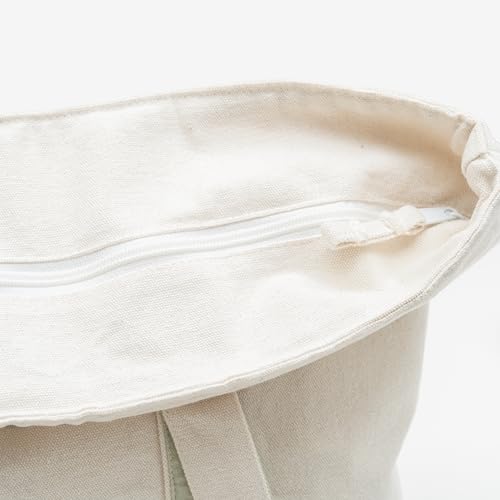 Image of Sage Green Canvas Tote Bag - Extra-Large, 22 Inch Wide, Heavy-duty, Structured Canvas Tote with Zipper Top and Exterior Pocket - 100% Cotton Tote for Shopping, Beach, Picnic, or Grocery (Sage Green) | Heavy Duty