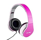 ELBE AU-545-PK Auricular plegable, ajustable, cómodo, ligero, altavoz 40 mm, almohadillas suaves de piel, impedancia 32 ohms, calbe 1.2m, conector 3.5mm plateado, color rosa
