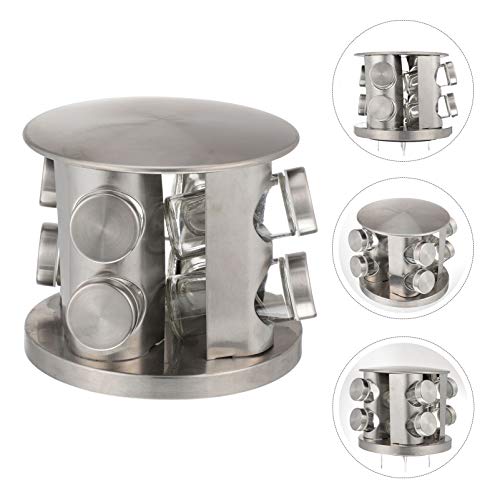 Cabilock Spice Rack Com Frascos 8 Bancada Bancada Cremalheira Do Spice Spice Torre Redonda Cremalhei