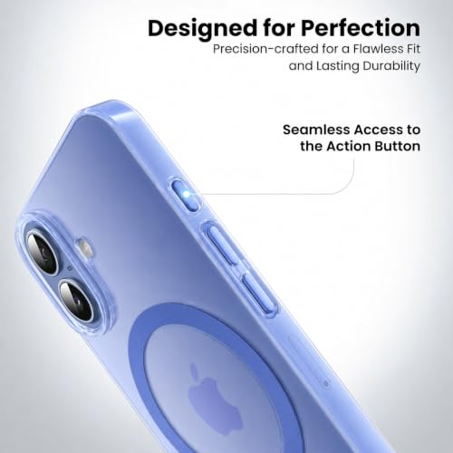 Image of DIZORO Matte Case for iPhone 17 Compatible with MagSafe, Camera Lens Full Protection, Shockproof Translucent Frosted TPU Soft Phone Cover, Anti-Fingerprint (Cloud Blue)