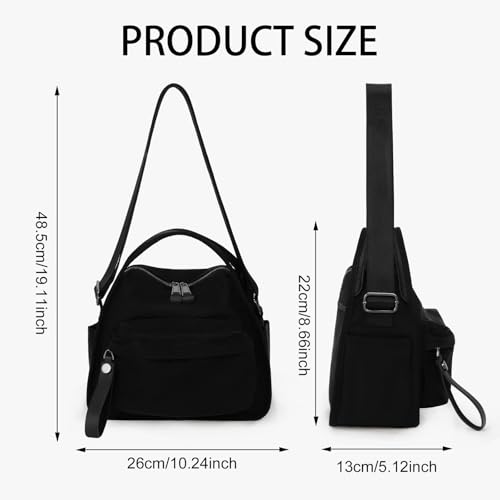 CEUTNIZ Elegant Solid Color Shoulder Bag for Women Casual Nylon Front Pocket Handbag Casual Trendy Textured Commuter Bag - image 4