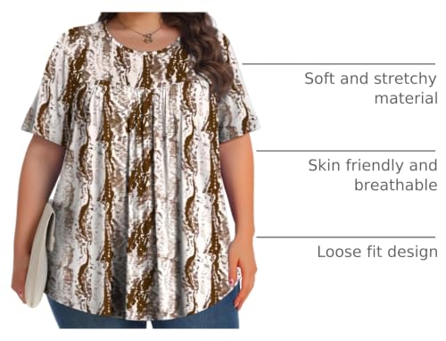 Image of Tencede Womens Plus Size Tops Tunic Short Sleeve Crew Neck Shirts Casual Soft Blouse 1X-5X