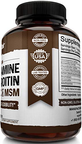 NutriFlair Glucosamine Chondroitin Turmeric MSM Boswellia - Joint Pain Relief Supplement - Natural & Non-GMO - Anti-Inflammatory & Antioxidant Pills - Supports Back, Knees, Hands, Joints, Cartilage