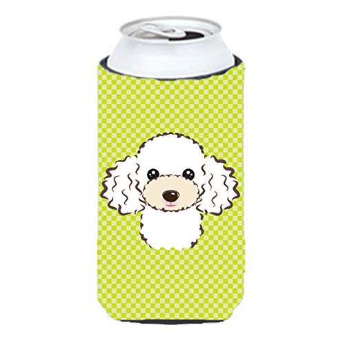 Caroline's Treasures BB1319TBC Checkerboard Lime Green White Poodle Tall Boy Hugger Can Cooler Sleeve Hugger Machine Washable Drink Sleeve Hugger Collapsible Insulator Beverage Insulated Holder