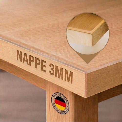 Trente Nappe Transparente 100x200cm - 3mm - Nappe rectangulaire Anti Tache avec Bords inclinés, Protection Table Lavable, Toile cirée au Metre, Nappe de...