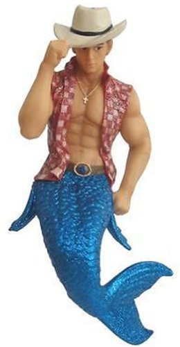 December Diamonds Dallas Merman Ornament,Blue, Tan