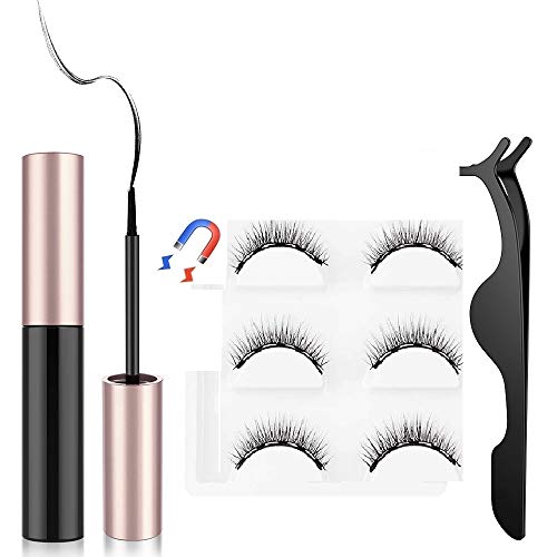 Preisvergleich Produktbild Magnetische Wimpern CestMall Magnetic Eyeliner, 3D Wiederverwendbar Magnetischer Eyeliner Set 3 Paar natürlich Wasserdicht Falsche Wimpern