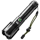 ASORT Led-zaklamp, oplaadbaar, 1000000 lumen, grote batterij met 7200 mAh accu, extreem helder, 9 lichtmodi, supergroot diafragma, IPX67 waterdicht, voor kamperen, wandelen, noodgevallen
