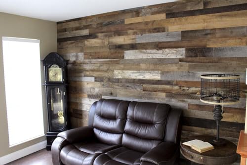 Vintage Harvest Reclaimed Barn Wood Wall Planks - Naturally Weathered, Rustic Kiln Fired Barn Wood Panels, VOC Free and Easy to Install, DIY Accent Wall for Your Home (10 Square Feet)