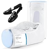Teletrogy 2 Piezas Bolsa Zapatillas Lavadora – Bolsa Lavadora con Limpieza de 360°, 3 en 1 Bolsa para Lavar Zapatillas en Lavadora Reutilizable con Horma Ajustable, Cremallera Oculta, Blanco