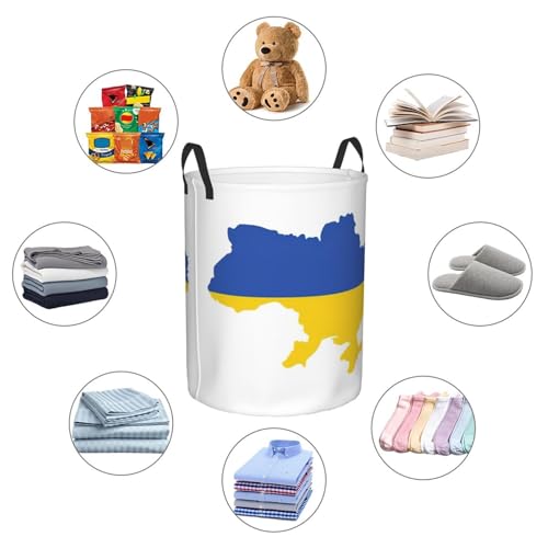 Panier à linge haut imprimé drapeau Ukraine pour rangement chambre
