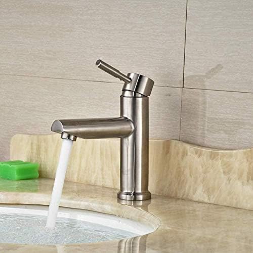 Mitigeur de lavabo en nickel brossé au design élégant pour salle de bain