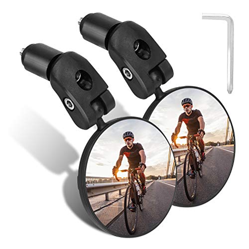 TAGVO Miroirs De Vélo, Miroir Convexe pour Guidon 360° Réglable Haute Définition Rétroviseur de Vélo pour Le vélo de Route de Montagne Moto Bicyclette (2 Pièces)