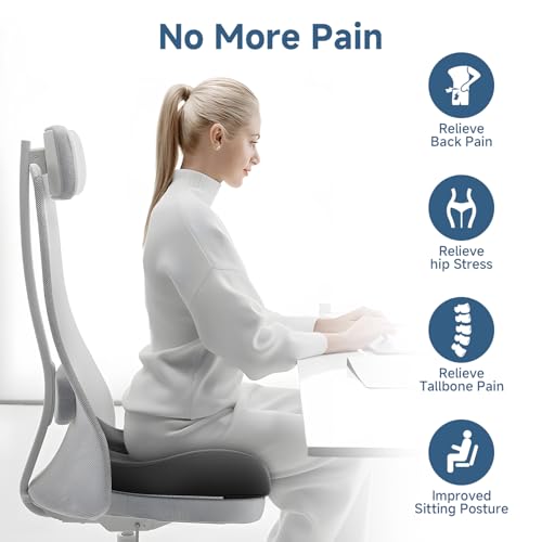 Benazcap Large Cooling Gel Memory Foam Seat Cushion for Long Sitting | Ergonomic cushion. Relieves sciatica, tailbone & lower back pain, great for office work, gaming and long-distance car travel. - image 6