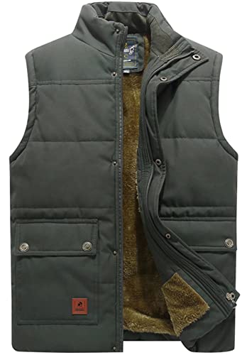 VtuAOL Men's Outerwear Vest for Men Winter Puffer Vests Fleece Lined Outdoor Warm Sleeveless Jackets