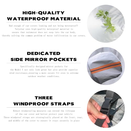 Image of Tesla Model Y Car Cover (2020-2026) Waterproof All Weather, Heavy Duty Car Covers with Driver Door Zipper, Outdoor Rain Snow UV Protection