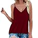 Pianshanzi Canotta da donna casual, estiva, con scollo a V, top camis, in tinta unita, con spalline sottili, camisole Top hawaiano, Vino, S