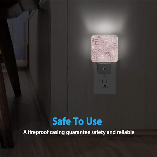 Image of Night Lights Plug into Wall Rose Gold Leopard Night Lights Dusk to Dawn Sensor Led Lamp for Women Men,Led Lights for Stairway /Hallway /Bedroom,0.5W