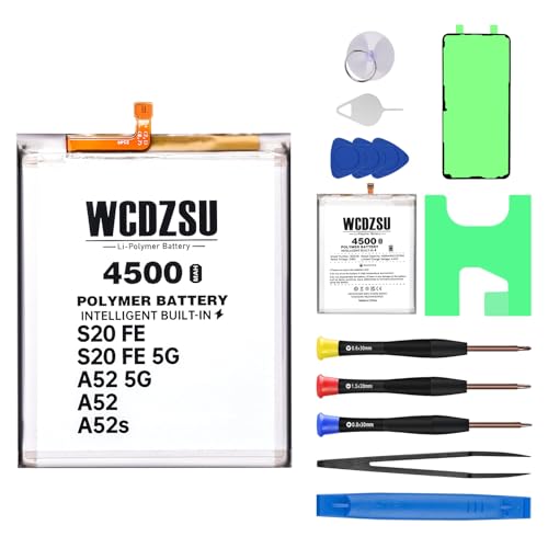 WCDZSU Battery Replacement for Samsung Galaxy S20 FE 5G S20 FE A52 5G A52 A52s New 0 Cycle 4500mAh EB-BG781ABY High Capacity Lithium Polymer with Complete Repair Tool Kit G781U G780F A525F A526U A528