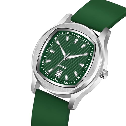Image of styledose Minimalist dial Softest Adjustable Silicon Belt Quartz Analog Date Display Wrist Watch for Men