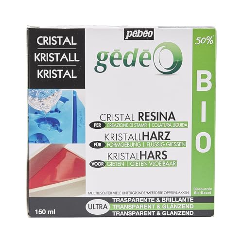 Pébéo - Résine Cristal Biosourcée Gédéo - Kit Résine Cristal Biosourcée à 50% - Transparente et Brillante - Tous Supports - Pour Inclusion, Coulage, Moulage, Vernis - 150 ml