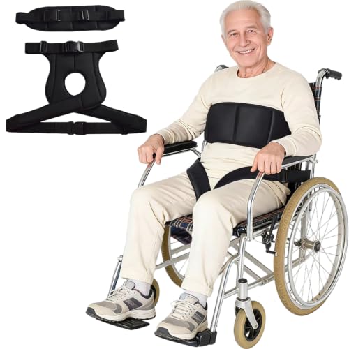 Image of Wheelchair Seat Belt,Wheelchair Harness for Dementia Patients Falling Out,Adjustable Anti-Slip Straps for Adults,The Elderly,Pregnant,Paralyzed(Black)
