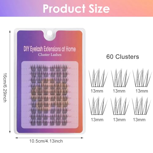 Image of MAYCREATE 60pcs 13mm Wispy Fake Eyelashes Lash Clusters Individual DIY Natural Manga Eye Lashes for Women Eyelash Extensions Pack False Eyelashes for Girls Daily Use (Non-Adhesive)