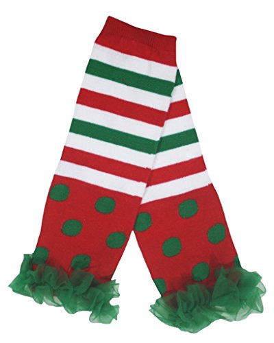 Petitebella RGW Stripes Green Polka Dots Red Cotton Ruffles Leg Warmer 2-6y (One Size)