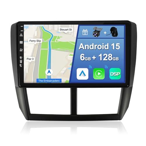 YUNTX [6GB+128GB] Android 14 2 Din Autoradio pour Subaru Forester/Impreza 2007-2012-[Intégré CarPlay/Android Auto/DSP/GPS]-IPS 2.5D 9