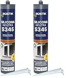BOSTIK S345 SILICONA NEUTRA Crema, Especial Fachadas, Ventanas y Puertas, Versátil con Fungicida, Flexible, Duradero, Elasticidad Permanente, Alta Resistencia, Interior y Exterior, Cartucho 280 ml
