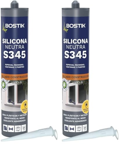 BOSTIK S345 SILICONA NEUTRA Crema, Especial Fachadas, Ventanas y Puertas, Versátil con Fungicida, Flexible, Duradero, Elasticidad Permanente, Alta Resistencia, Interior y Exterior, Cartucho 280 ml