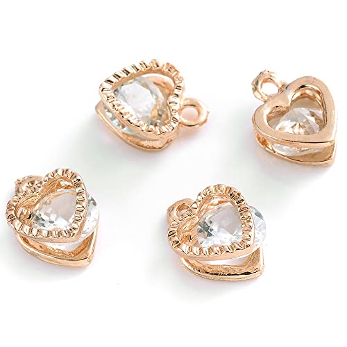 Enmono 150 Pcs Heart Shaped Cubic Zirconia Alloy Charms For Jewelry Making With Gold Pendants For Diy Jewelry Making Accessories (Goldheart) #TOP1