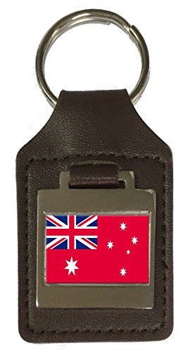 Porte-clés en cuir gravé avec drapeau australien et mousqueton en acier