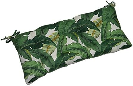 Indoor/Outdoor Tufted Cushion for Bench, Swing, or Glider - Tommy Bahama Swaying Palms - Aloe - Green Tropical Palm Leaf - Choose/Select Size (60" X 18")