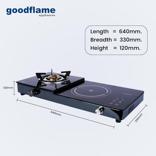 Image of goodflame Twin DX Dual-function,1 Gas Burner + 1 Infra Induction cooktop Glass Manual Gas Stove (1 Burners)