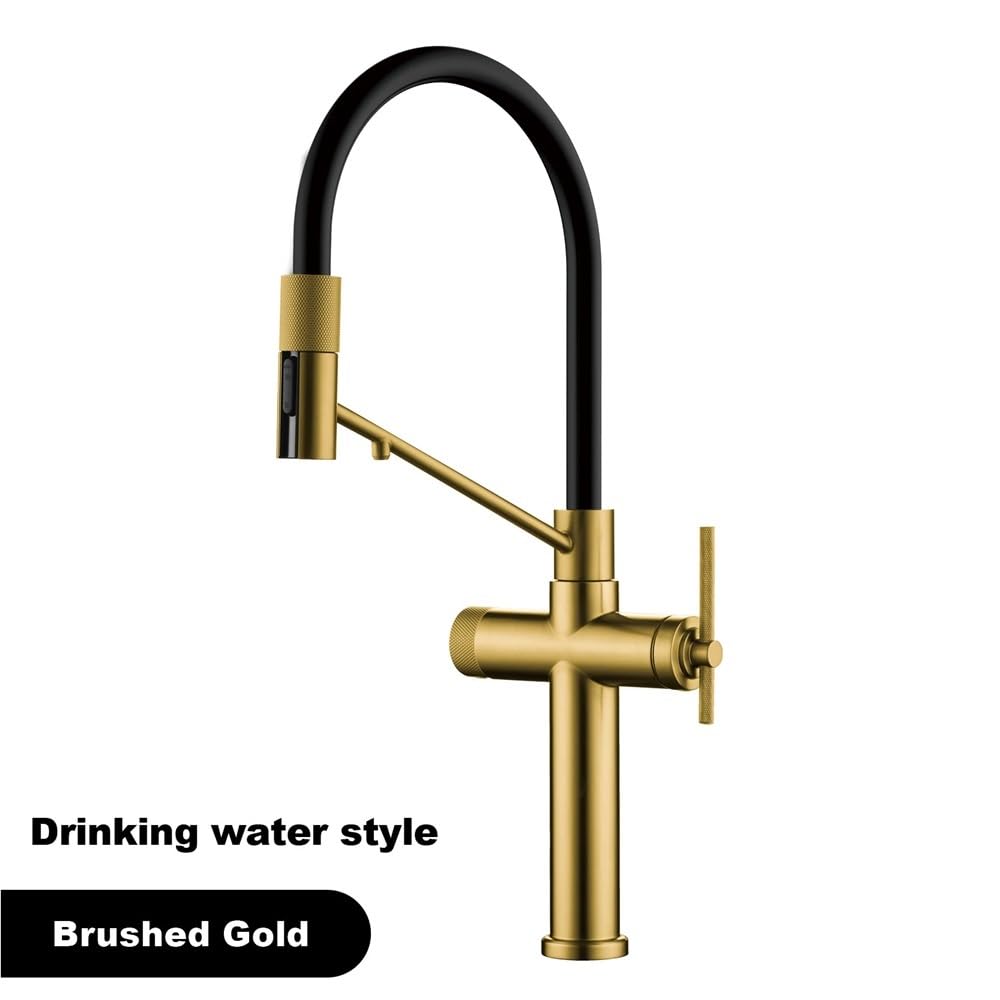 QHQQXN Rubinetto da Cucina Moderno Estraibile in Ottone, Acqua Calda e Fredda, Pistola a spruzzo a 2 funzioni, Finitura Grigia, connessione G3/8, Perfetto per lavelli Moderni e Uso efficiente