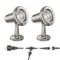 Gartenstrahler MUK 3er Set – Edelstahl, Mit Erdspieß, 19,68W (524 Lm), Schwenkbar, IP65, GU5.3 Fassung