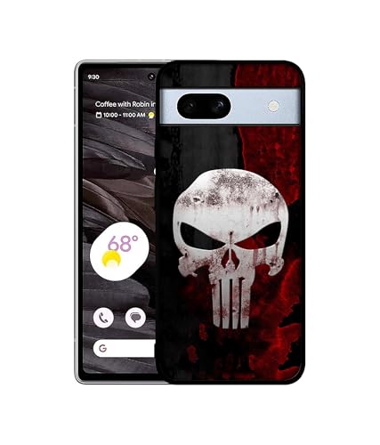 Image of Punisher Skull Design Premium 2D Printed Metal Back Case Cover for Google Pixel 7A 5G, Multicolour