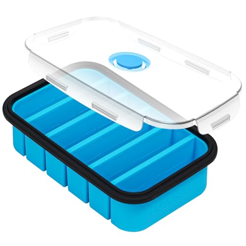 Webake Soup Freezing Container with Lid Silicone Freezer Mould 1/2 Cup Freezer Tray Food Storage Container Extra Large Ice Cube Tray for Soup, Ice Cube, Broth, Sauce or Butter